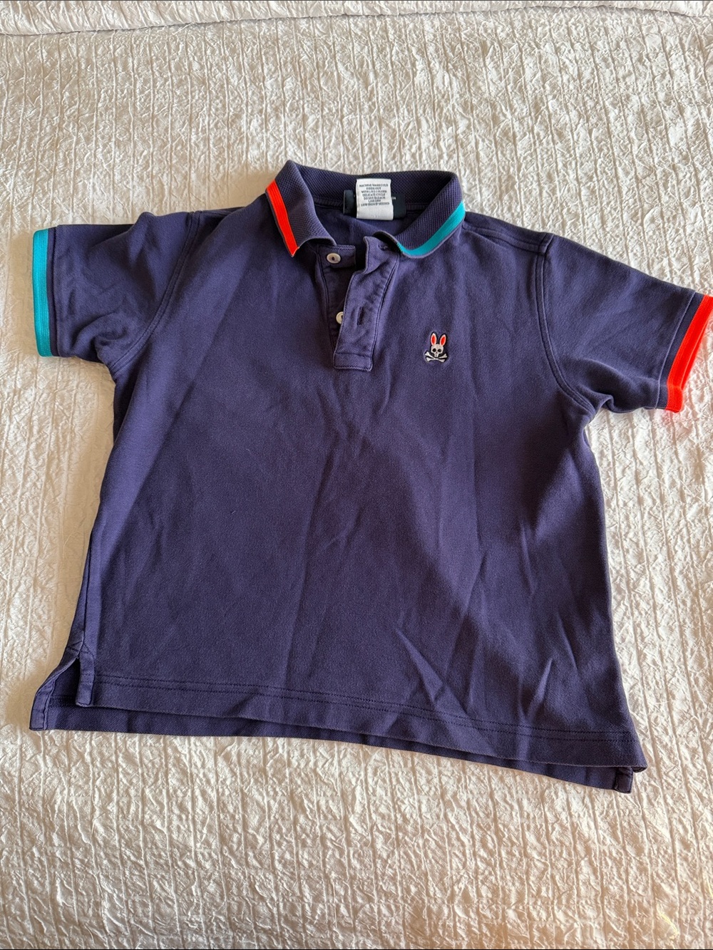 Psycho bunny 10/12 medium Navy Polo Shirt with Red & Teal Trim